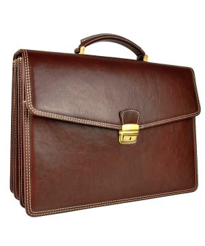 Luxusná kožená aktovka č.8131 v hnedej farbe – Obrázok 3