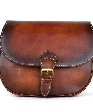 Unikátna kožená crossbody kabelka v Cigaro farbe 7403, ručne tieňovaná – Obrázok 5
