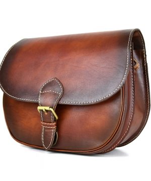 Unikátna kožená crossbody kabelka v Cigaro farbe 7403, ručne tieňovaná