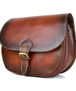 Unikátna kožená crossbody kabelka v Cigaro farbe 7403, ručne tieňovaná – Obrázok 6