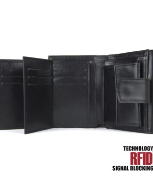 Kožená RFID peňaženka vybavená blokáciou RFID / NFC, čierna farba č.8287 – Obrázok 3