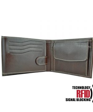 Kožená RFID peňaženka vybavená blokáciou RFID / NFC, hnedá farba č.8552