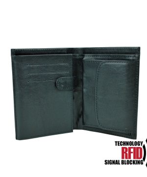 Kožená RFID peňaženka vybavená blokáciou RFID NFC, čierna farba č (1)