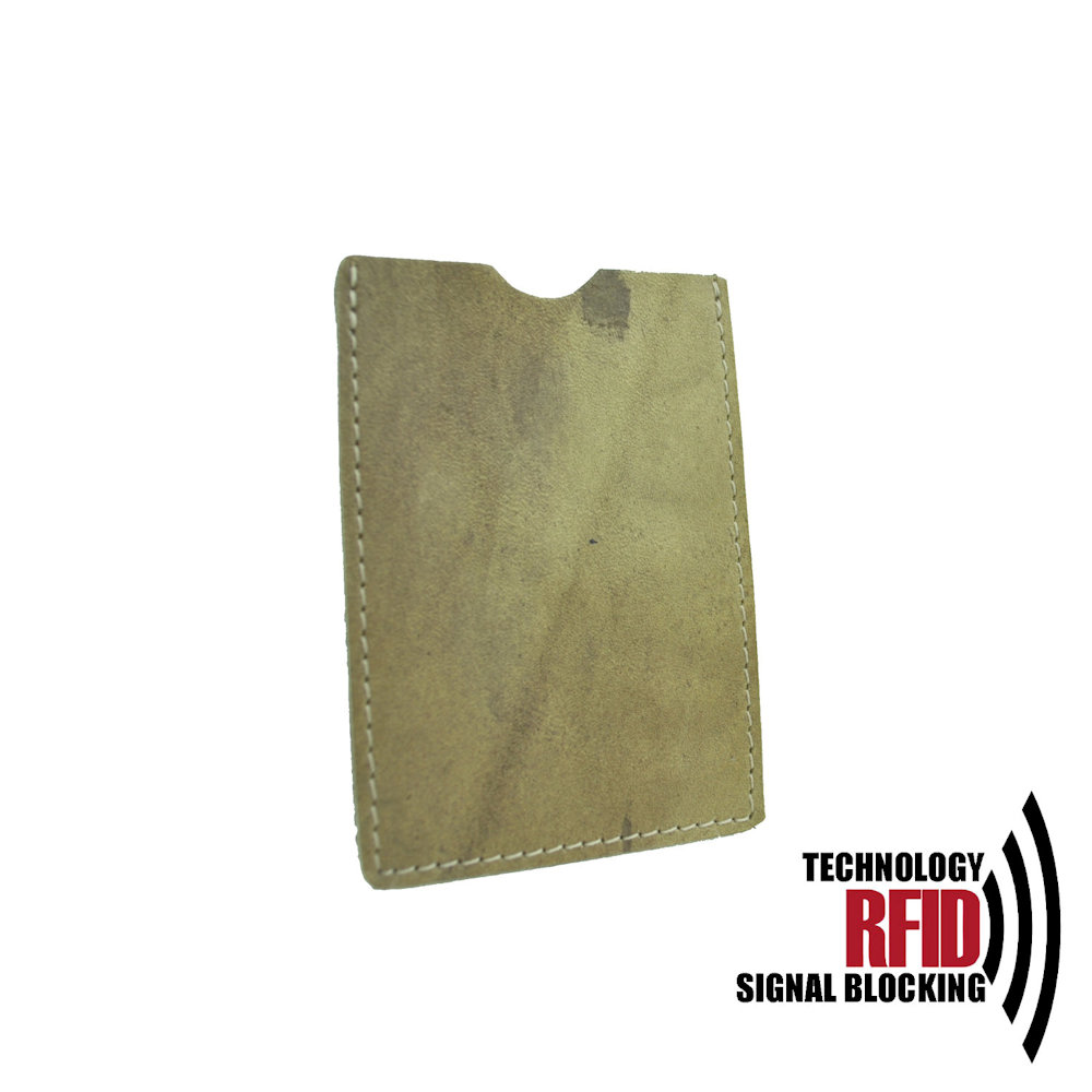 Kožené RFID púzdro vybavené blokáciou RFID / NFC, khaki farba – Obrázok 2