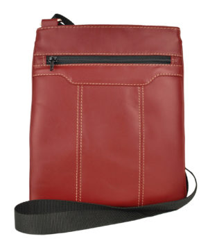 Alternative view of Crossbody kožená taška s dekoračným prešívaním v červenej farbe