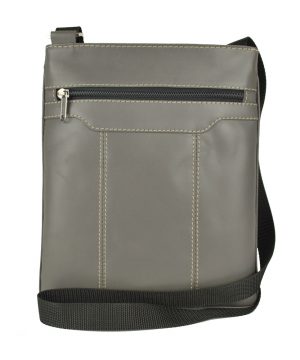 Alternative view of Crossbody kožená taška s dekoračným prešívaním v šedej farbe