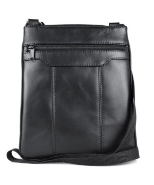 Alternative view of Crossbody kožená taška s dekoračným prešívaním v čiernej farbe