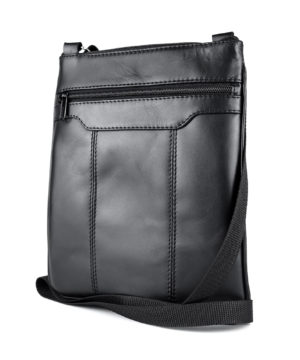 Crossbody kožená taška s dekoračným prešívaním v čiernej farbe – Obrázok 4