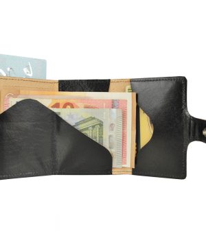Kožená peňaženka SIMPLE s RFID patentovaným mechanizmom na karty v čiernej farbe – Obrázok 5