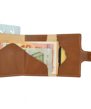 Kožená peňaženka SIMPLE s RFID patentovaným mechanizmom na karty vo svetlo hnedej farbe – Obrázok 5