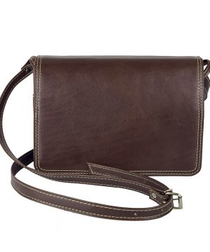 Crossbody kožená kabelka, tmavo hnedá, uzatváranie - magnet – Obrázok 3