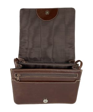 Crossbody kožená kabelka, tmavo hnedá, uzatváranie - magnet – Obrázok 8