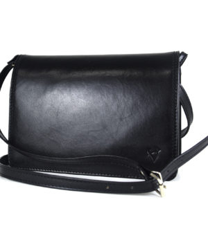 Crossbody kožená kabelka, čierna, uzatváranie - magnet – Obrázok 7