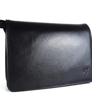 Crossbody kožená kabelka, čierna, uzatváranie - magnet – Obrázok 4