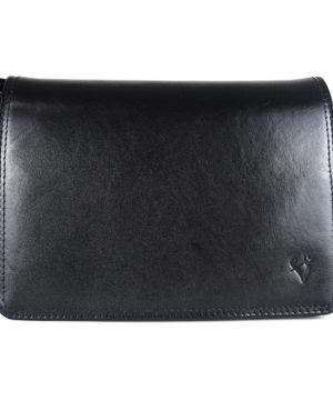 Crossbody kožená kabelka, čierna, uzatváranie - magnet – Obrázok 3