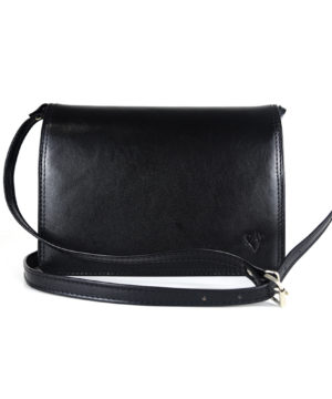 Alternative view of Crossbody kožená kabelka, čierna, uzatváranie - magnet