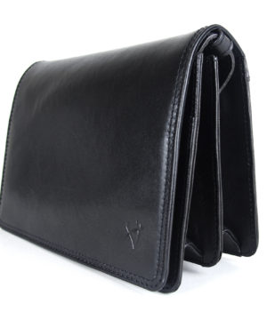 Crossbody kožená kabelka, čierna, uzatváranie - magnet – Obrázok 8