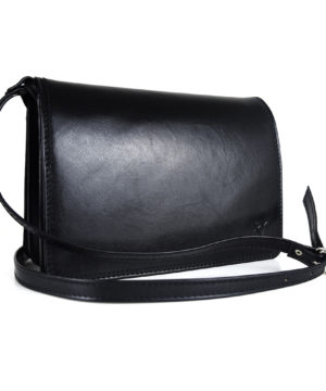 Crossbody kožená kabelka, čierna, uzatváranie - magnet – Obrázok 6