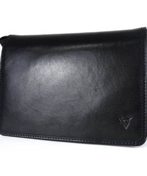 Crossbody kožená kabelka, čierna, uzatváranie - magnet – Obrázok 5