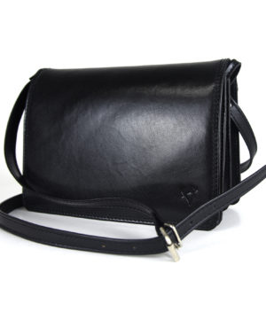 Crossbody kožená kabelka, čierna, uzatváranie - magnet – Obrázok 9