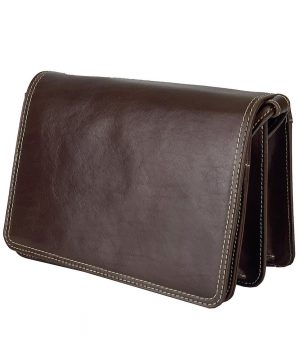 Alternative view of Crossbody kožená kabelka, tmavo hnedá, uzatváranie - magnet