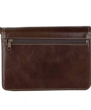 Crossbody kožená kabelka, tmavo hnedá, uzatváranie - magnet – Obrázok 7