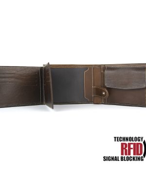 Kožená RFID peňaženka vybavená blokáciou RFID / NFC, tmavo hnedá farba č.8552 – Obrázok 3