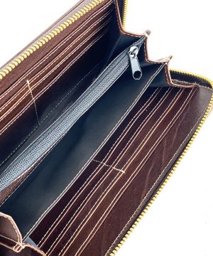Dámska nákupná kožená peňaženka č.8606 v tmavo hnedej farbe – Obrázok 4