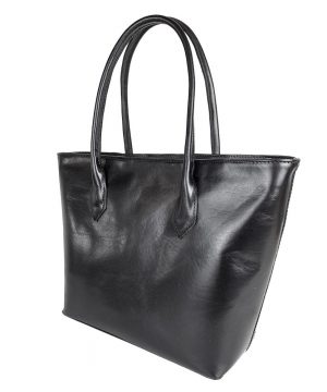 Alternative view of Kožená dámska kabelka SHOPPER v čiernej farbe