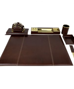 Stolový kancelársky set v tmavo hnedej farbe - Kompletný set – Obrázok 3