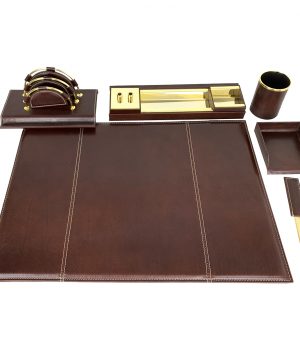 Stolový kancelársky set v tmavo hnedej farbe - Kompletný set – Obrázok 5
