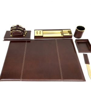 Stolový kancelársky set v tmavo hnedej farbe - Kompletný set