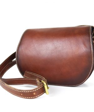 Unikátna kožená crossbody kabelka v Cigaro farbe 7403, ručne tieňovaná - skrytý magnet – Obrázok 3