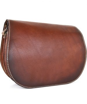 Unikátna kožená crossbody kabelka v Cigaro farbe 7403, ručne tieňovaná - skrytý magnet – Obrázok 4