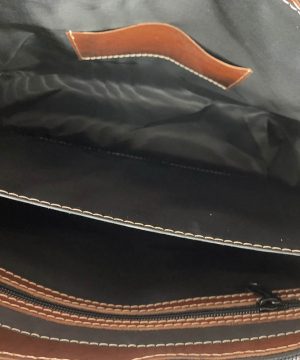 Kožená dámska kabelka SHOPPER ručne tamponovaná a tieňovaná v cigaro farbe – Obrázok 4