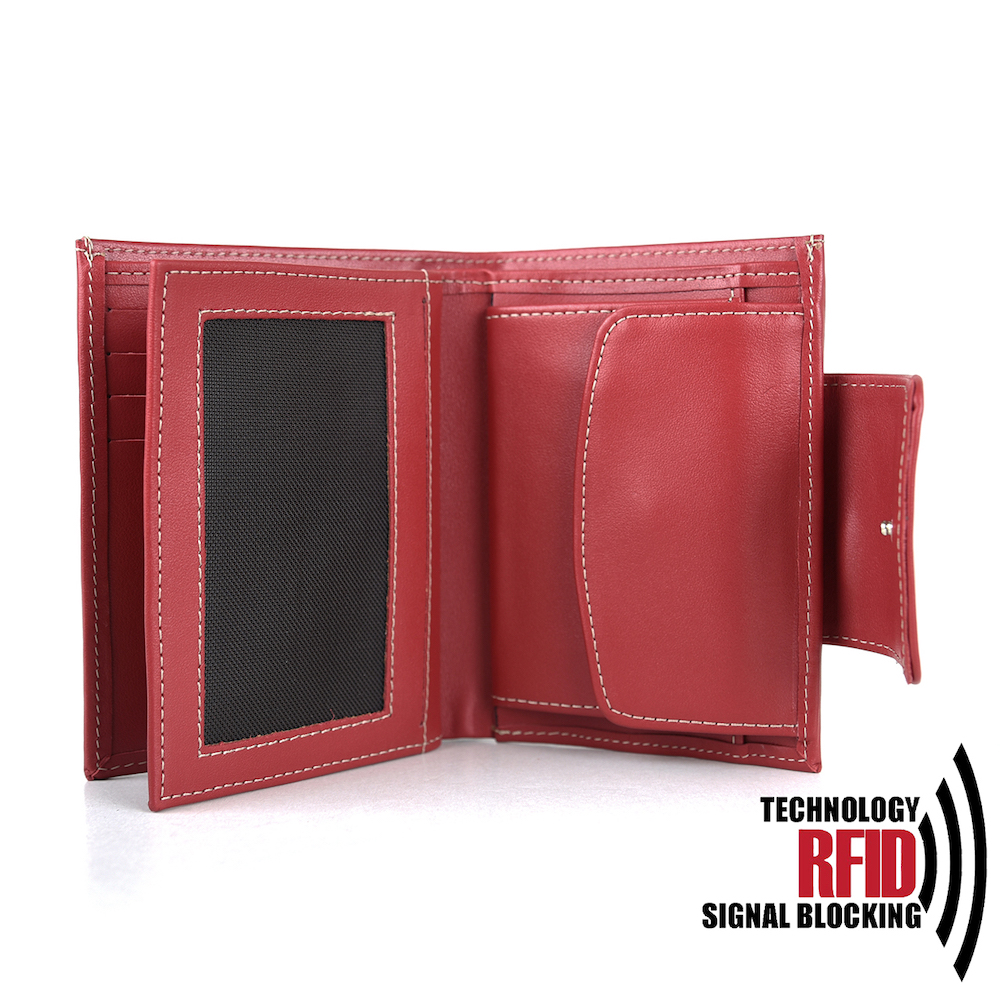 Kožená RFID peňaženka vybavená blokáciou RFID / NFC, červená farba č.8211 – Obrázok 5