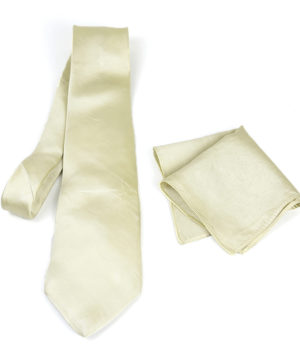 Hodvábna kravata + vreckovka v zeleno zlatej farbe, Slovenská výroba
