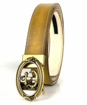 Žltý opasok z pravej kože s automatickou prackou GOLD ANCHOR - LIMITED EDITION