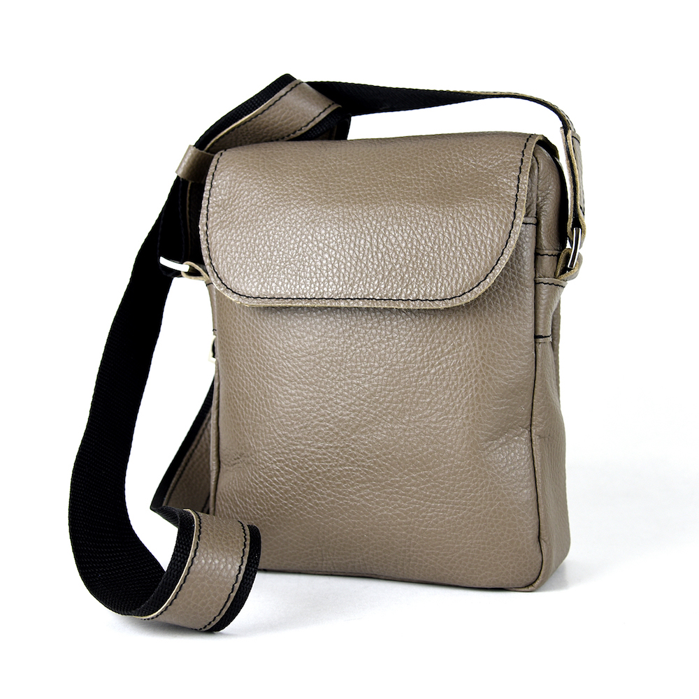 Crossbody kožená taška z pravej kože č.8365 v khaki farbe – Obrázok 9
