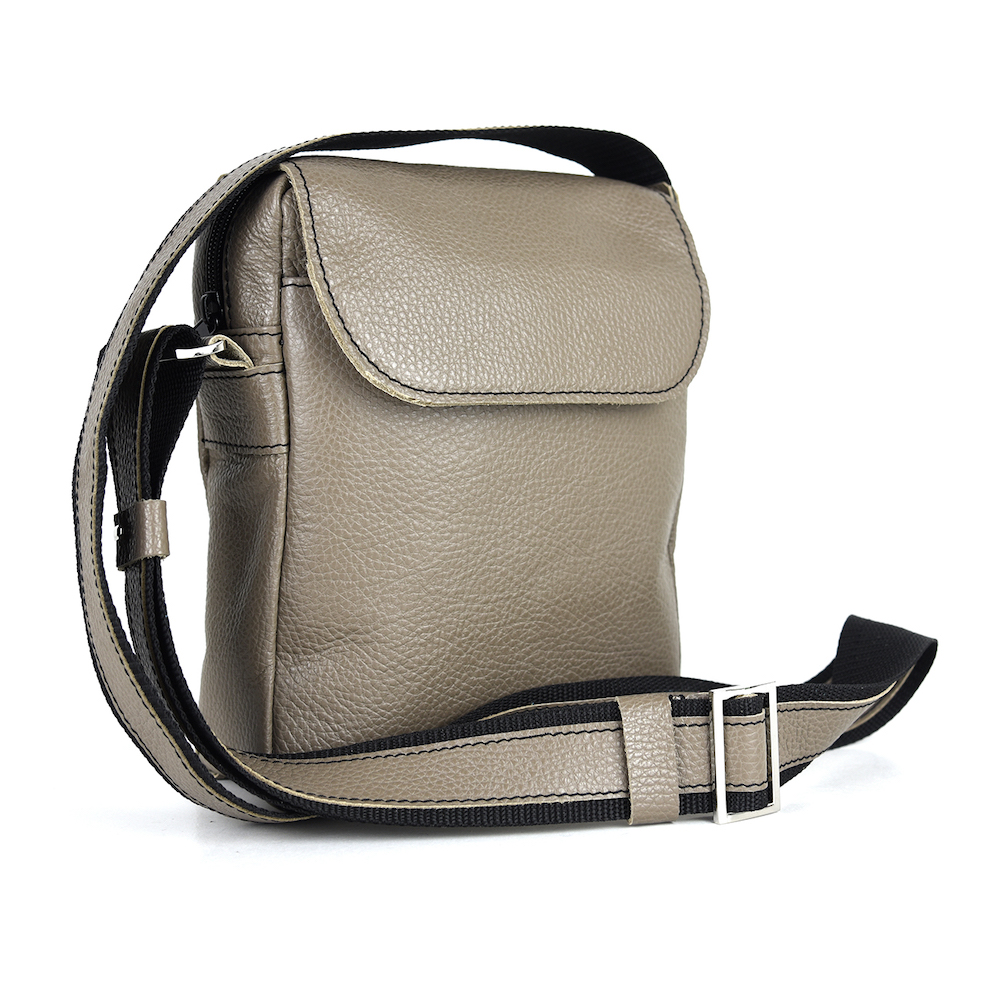 Crossbody kožená taška z pravej kože č.8365 v khaki farbe – Obrázok 6