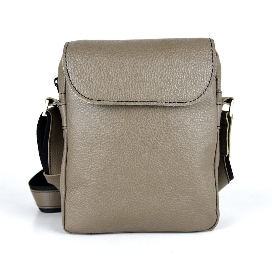 Crossbody kožená taška z pravej kože č.8365 v khaki farbe