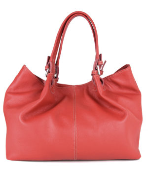 Alternative view of Dámska kožená kabelka SHOPPER v červenej farbe