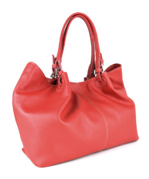 Dámska kožená kabelka SHOPPER v červenej farbe – Obrázok 6