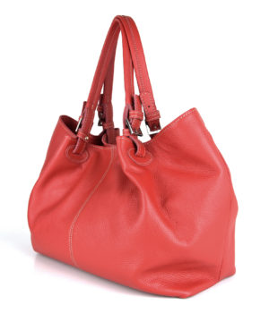 Dámska kožená kabelka SHOPPER v červenej farbe – Obrázok 4
