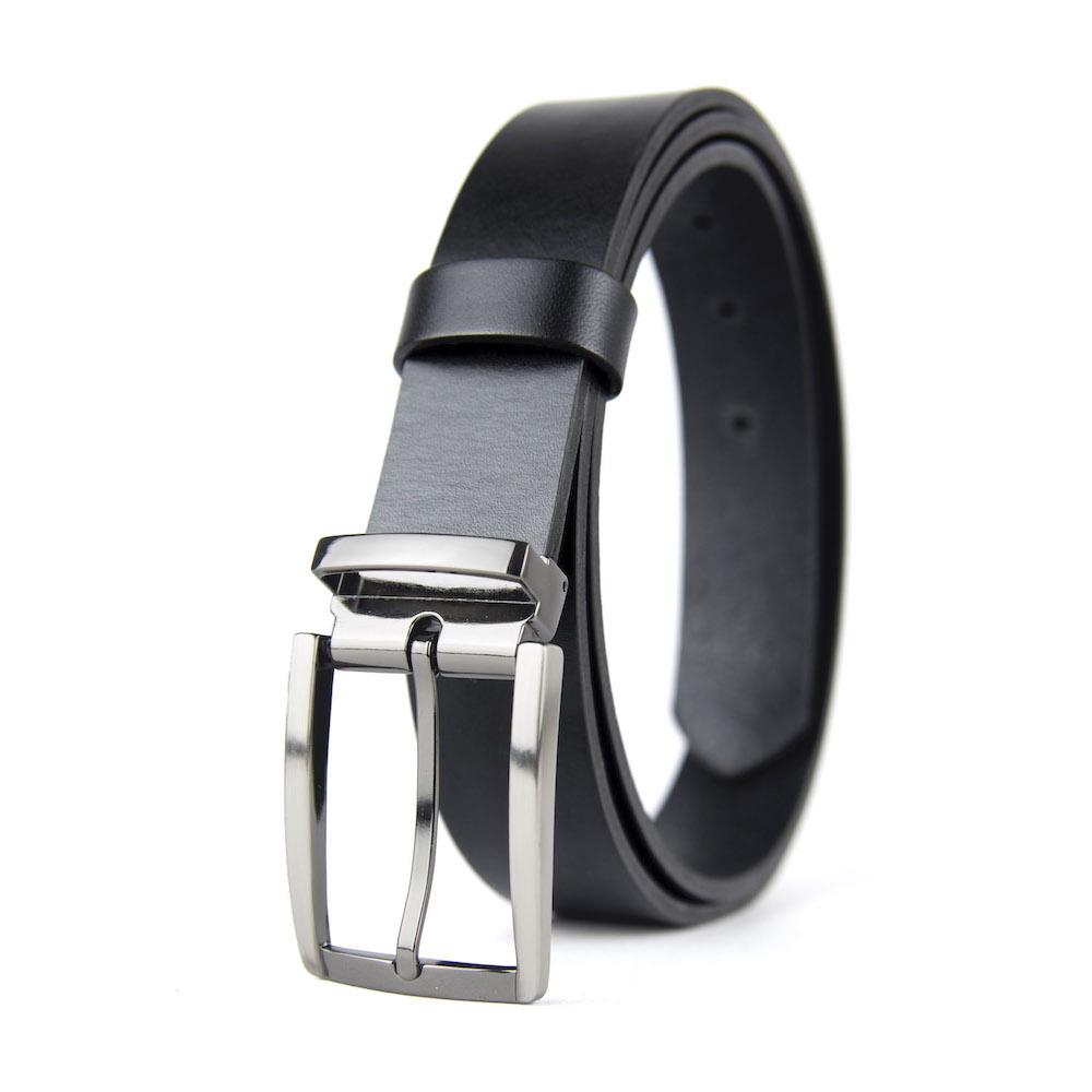 Kožený opasok GUN METAL, šírka 3.3cm, Ručná výroba na Slovensku