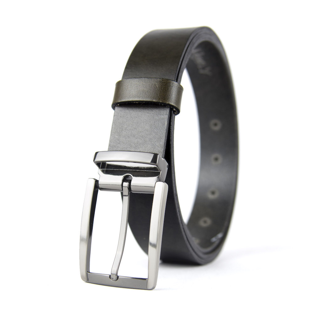 Kožený opasok GUN METAL, šírka 3.3cm, Ručná výroba na Slovensku – Obrázok 4