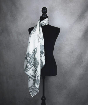 Hodvábna šatka SLOVENSKO BLACK & WHITE, 90 x 90cm, Made in SLOVAKIA – Obrázok 3