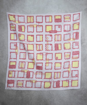 Alternative view of Hodvábna šatka ČERVENÉ ŠTVORCE, 85 x 85cm, Vyrobená na Slovensku