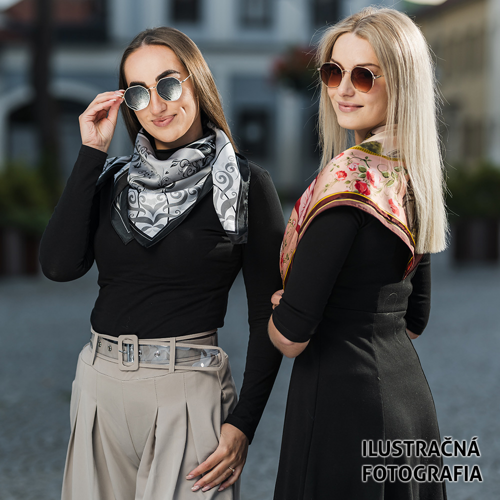Hodvábna šatka ORNAMENT - MEDENÝ, 90 x 90cm, Vyrobené na Slovensku – Obrázok 10