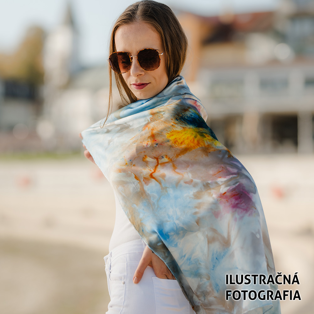 Hodvábna šatka LIMITED_091, Ručná výroba na Slovensku, 90 x 90cm – Obrázok 7